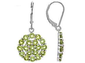 Green Peridot Rhodium Over Sterling Silver Earrings 4.00ctw