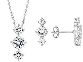 White Lab Created Sapphire Rhodium Over Sterling Silver Pendant with Chain 3.06ctw