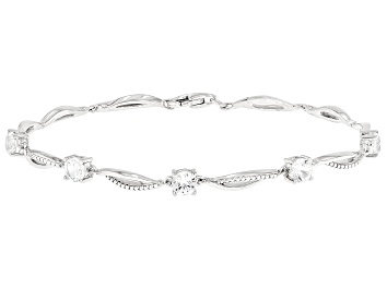 White Cubic Zirconia Rhodium Over Brass Heart Tennis Bracelet 22.48ctw