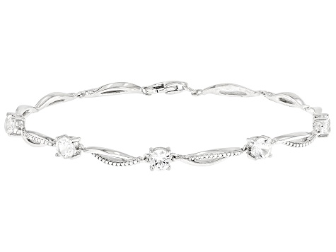 White Lab Created Sapphire Rhodium Over Sterling Silver Bracelet 1.57ctw