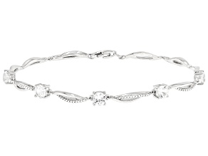 White Lab Created Sapphire Rhodium Over Sterling Silver Bracelet 1.57ctw