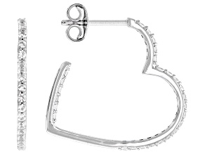 White Lab Created Sapphire Rhodium Over Sterling Silver Hoop Earrings 0.72ctw