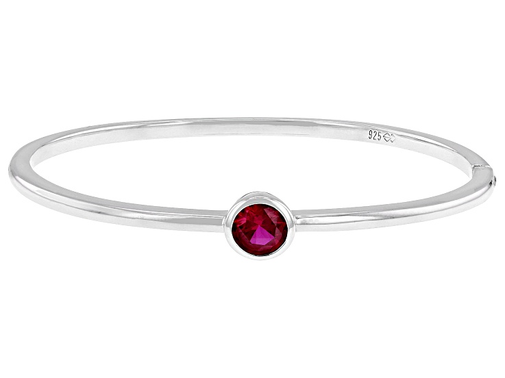 Lab Created Ruby Sterling Silver Bangle Bracelet 1.44ct