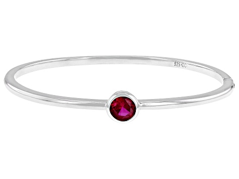 Lab Created Ruby Sterling Silver Bangle Bracelet 1.44ct