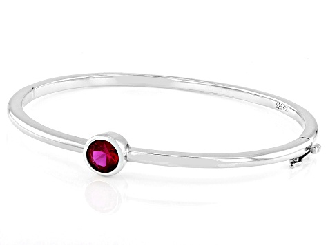 Lab Created Ruby Sterling Silver Bangle Bracelet 1.44ct
