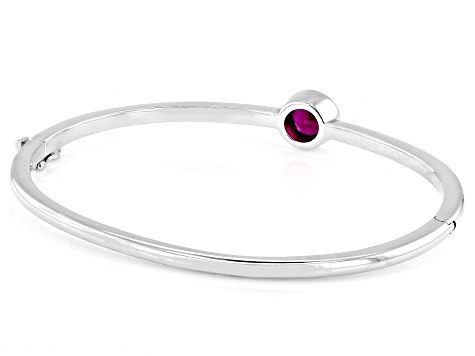 Lab Created Ruby Sterling Silver Bangle Bracelet 1.44ct