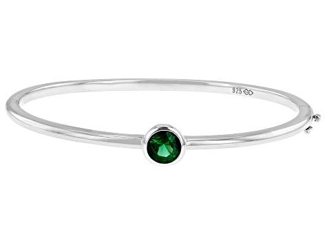 Lab Created Emerald Sterling Silver Bangle Bracelet 1.04ct