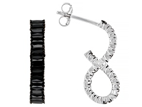 Black Spinel Rhodium Over Sterling Silver Earrings 3.50ctw