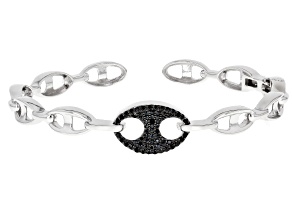 Black Spinel Rhodium Over Sterling Silver Bracelet 0.50ctw