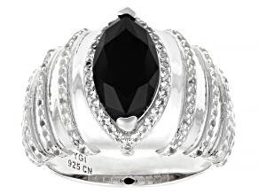 Black Spinel Rhodium Over Sterling Silver Ring 3.98ctw
