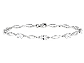 White Lab Created Sapphire Rhodium Over Sterling Silver Bracelet 3.00ctw