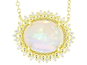 White Ethiopian Opal 18k Gold Over Sterling Silver Necklace 2.62ctw
