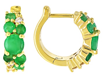 Picture of Green Emerald 18k Gold Over Sterling Silver Earrings 1.70ctw