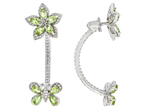 Green Peridot Rhodium Over Sterling Silver Interchangeable Earrings 4.60ctw