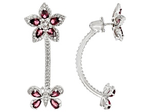 Raspberry Rhodolite Rhodium Over Sterling Silver Interchangeable Earrings 5.22ctw