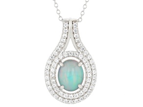 Ethiopian Opal Rhodium Over Sterling Silver Pendant with Chain 2.60ctw