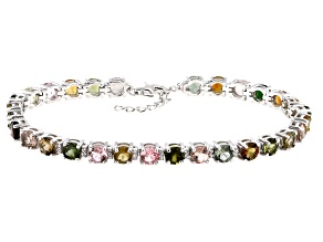 Multi-Tourmaline Rhodium Over Sterling Silver Bracelet 9.30ctw