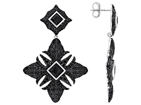 Black Spinel Rhodium Over Sterling Silver Bat Ring 3.22ctw