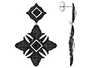 Black Spinel Rhodium Over Sterling Silver Earrings 10.50ctw
