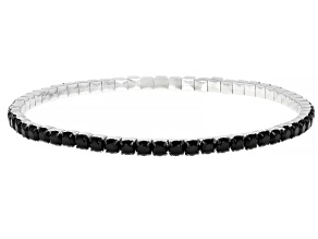 Black Spinel Rhodium Over Sterling Silver Stretch Bracelet 8.05ctw