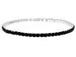 Black Spinel Rhodium Over Sterling Silver Stretch Bracelet 8.05ctw