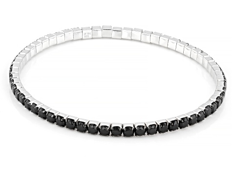 Black Spinel Rhodium Over Sterling Silver Stretch Bracelet 8.05ctw