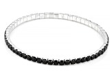 Black Spinel Rhodium Over Sterling Silver Stretch Bracelet 8.05ctw