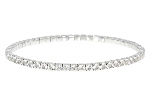 White Topaz Rhodium Over Sterling Silver Stretch Bracelet 7.71ctw