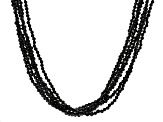 Black Spinel Rhodium Over Silver Multi-Strand Beaded Necklace