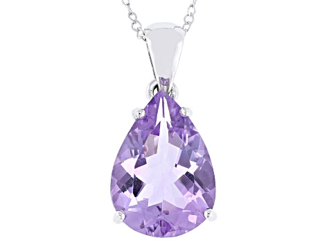Purple Amethyst Rhodium Over Sterling Silver Pendant with Chain 8.55ctw