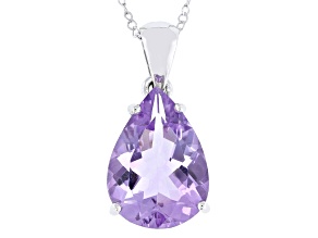 Purple Amethyst Rhodium Over Sterling Silver Pendant with Chain 8.55ctw