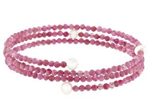 Pink Tourmaline Beaded Wrap Bracelet