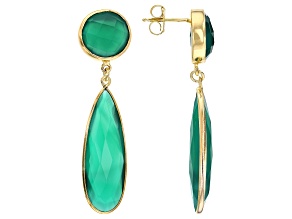 Green Onyx 18k Yellow Gold Over Sterling Silver Earrings