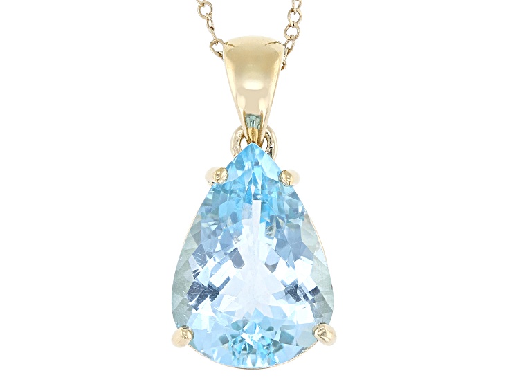 Sky Blue Topaz 18k Yellow Gold Over Sterling Silver Pendant with Chain ...