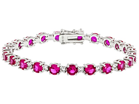 Red Lab Created Ruby Rhodium Over Sterling Silver Bracelet 15.71ctw