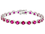 Red Lab Created Ruby Rhodium Over Sterling Silver Bracelet 15.71ctw