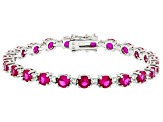 Red Lab Created Ruby Rhodium Over Sterling Silver Bracelet 15.71ctw
