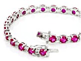 Red Lab Created Ruby Rhodium Over Sterling Silver Bracelet 15.71ctw