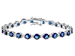 Blue Lab Created Sapphire Rhodium Over Sterling Silver Bracelet 10.74ctw
