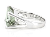 Green Prasiolite Rhodium Over Sterling Silver Ring 6.30ctw