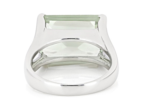 Green Prasiolite Rhodium Over Sterling Silver Ring 6.30ctw