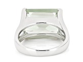 Green Prasiolite Rhodium Over Sterling Silver Ring 6.30ctw