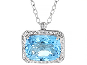 Sky Blue Topaz Rhodium Over Sterling Silver Pendant with Chain 23.90ctw