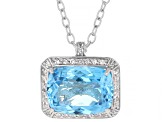 Sky Blue Topaz Rhodium Over Sterling Silver Pendant with Chain 23.90ctw
