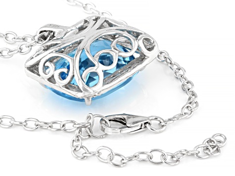 Sky Blue Topaz Rhodium Over Sterling Silver Pendant with Chain 23.90ctw