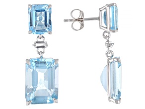 Sky Blue Topaz Rhodium Over Sterling Silver Earrings 21.25ctw