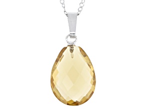 Yellow Citrine Rhodium Over Sterling Silver Pendant with Chain 5.40ctw