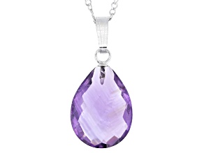 Purple Amethyst Rhodium Over Sterling Silver Pendant with Chain 5.40ctw