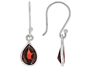 Red Garnet Rhodium Over Sterling Silver Earrings 1.94ctw