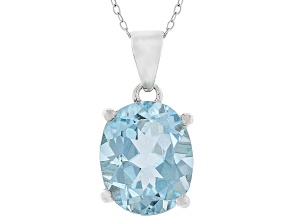 Sky Blue Topaz Rhodium Over Sterling Silver Pendant with Chain 4.71ctw